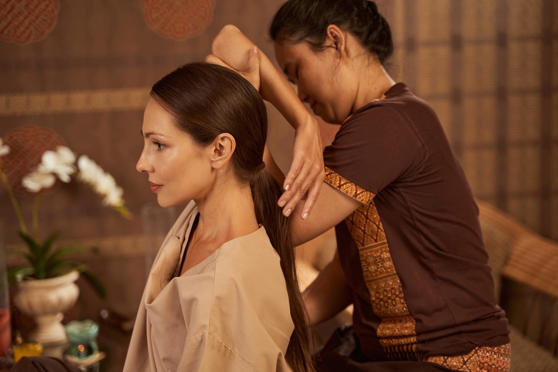 Thai massage therapy session